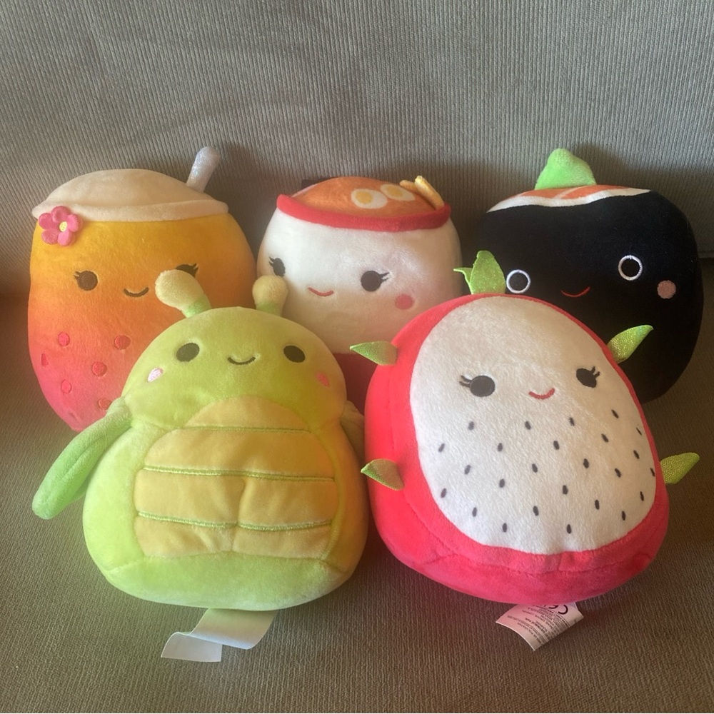 Squishamallow Lot Food Plush 6” Dragonfruit Sushi Boba Tea Bug Ramen